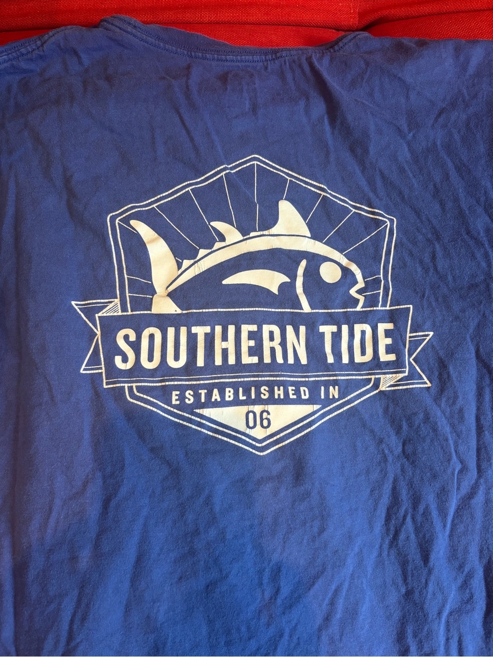 Southern Tide Blue Tee with White Logo Graphic L